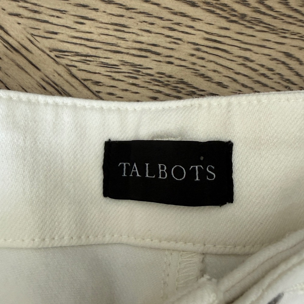 Talbots Womens White Wide Leg Patch Pocket Denim Pants High Rise Size 8P - Picture 8 of 10